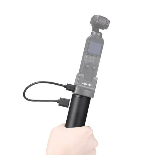 Black aluminium alloy portable power bank with a carry handle and strap, showing compact size