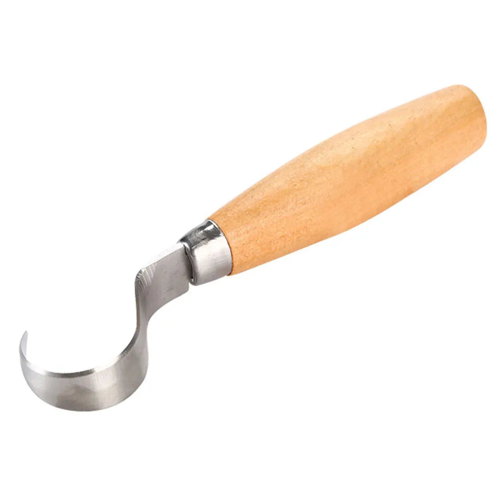 FastCraft Curve Carving Knife 100mm stainless steel spoon carving tool with wood handle for hardwood carving