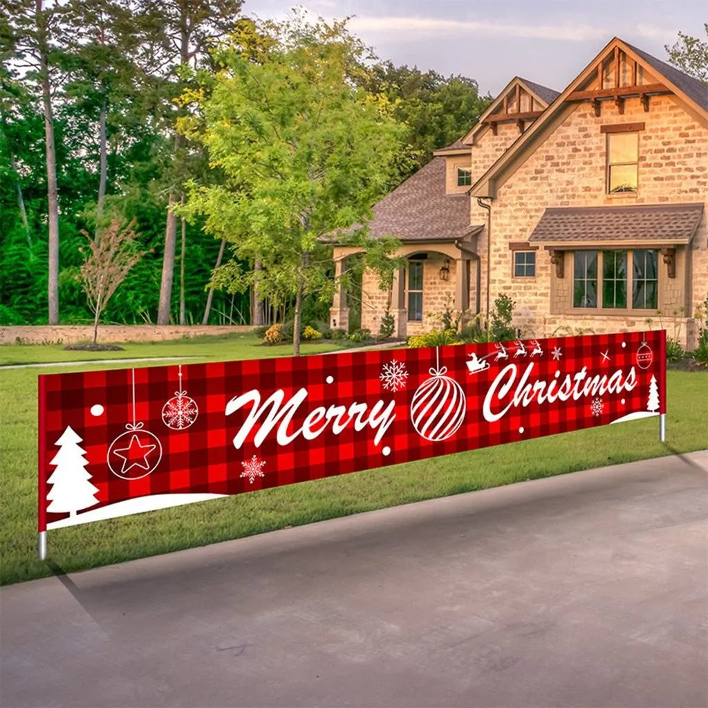 Christmas cloth poster featuring Santa Claus design, measuring 115x40cm, for window decoration
