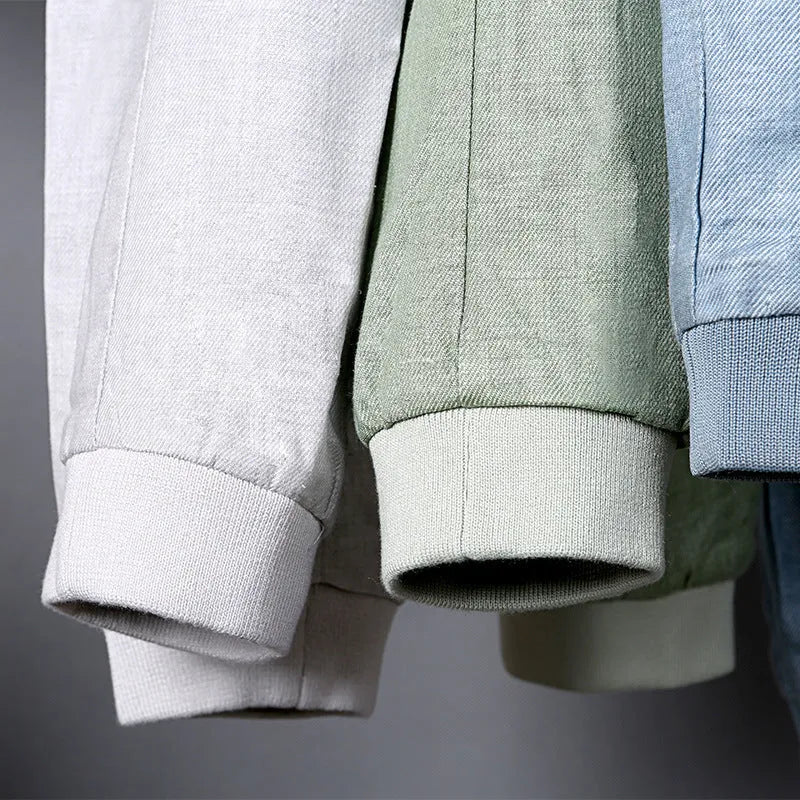 Men's thin linen cotton jacket in heather grey, available in sizes M to 6XL