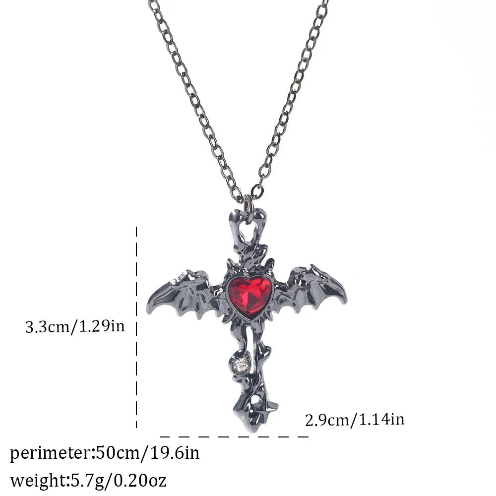 Dark style Halloween necklace with electroplated zinc alloy spider or bat pendant for Gothic costume wear