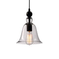 Bell glass chandelier with wrought iron frame, 21cm diameter and 25cm height, amber glass shade, painted metal finish