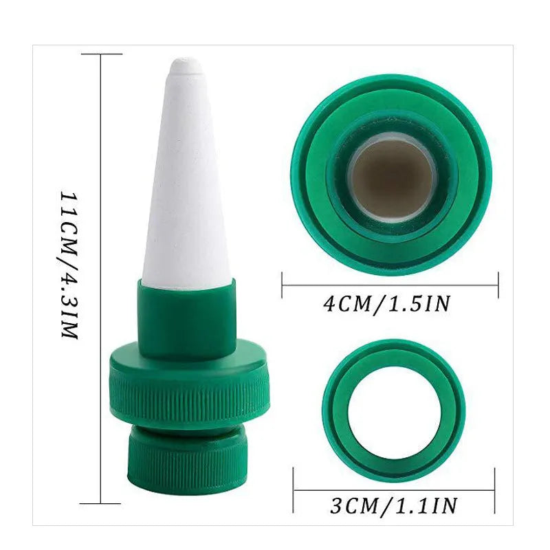 Green ceramic plant watering dripper device for cola bottle irrigation