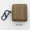 Solid wood earphone protective shell in Bamboo for AirPods 2nd generation wireless charging case with back-cover style.