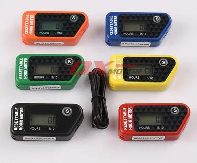Black waterproof electronic timer with LCD display for vehicle and machinery maintenance