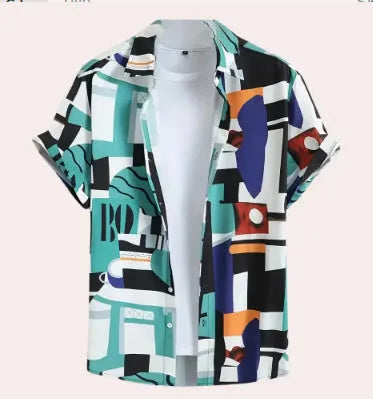 Men's camouflage pattern t-shirt with 3D digital printing and short sleeves