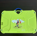 Kids 7 inch tablet PC in sky blue with drop-resistant explosion-proof design showing IPS screen