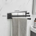 Folding towel rack with no-drill installation for bathroom organisation