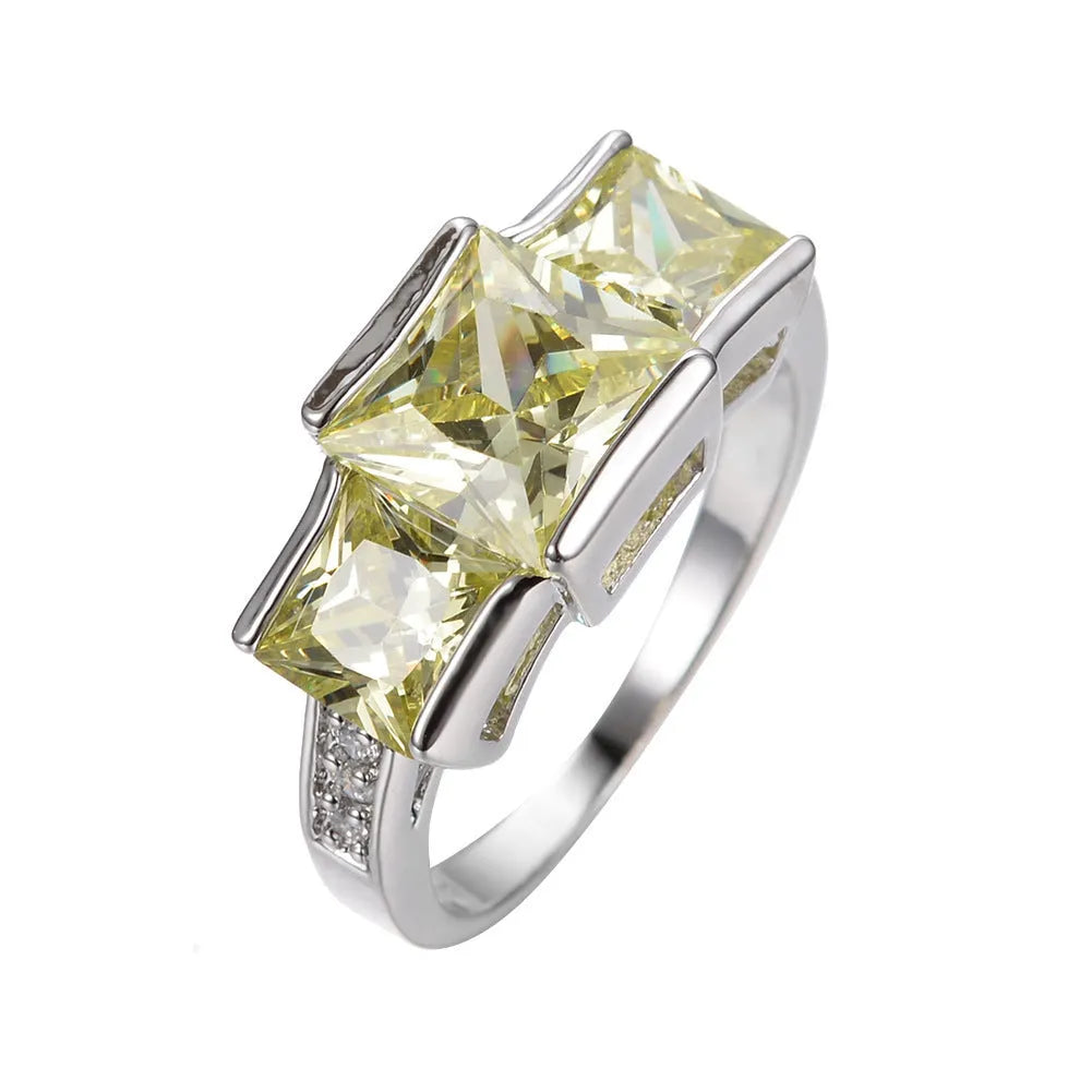 Geometric copper electroplated women's ring in multiple colour options showing sizes 6-10