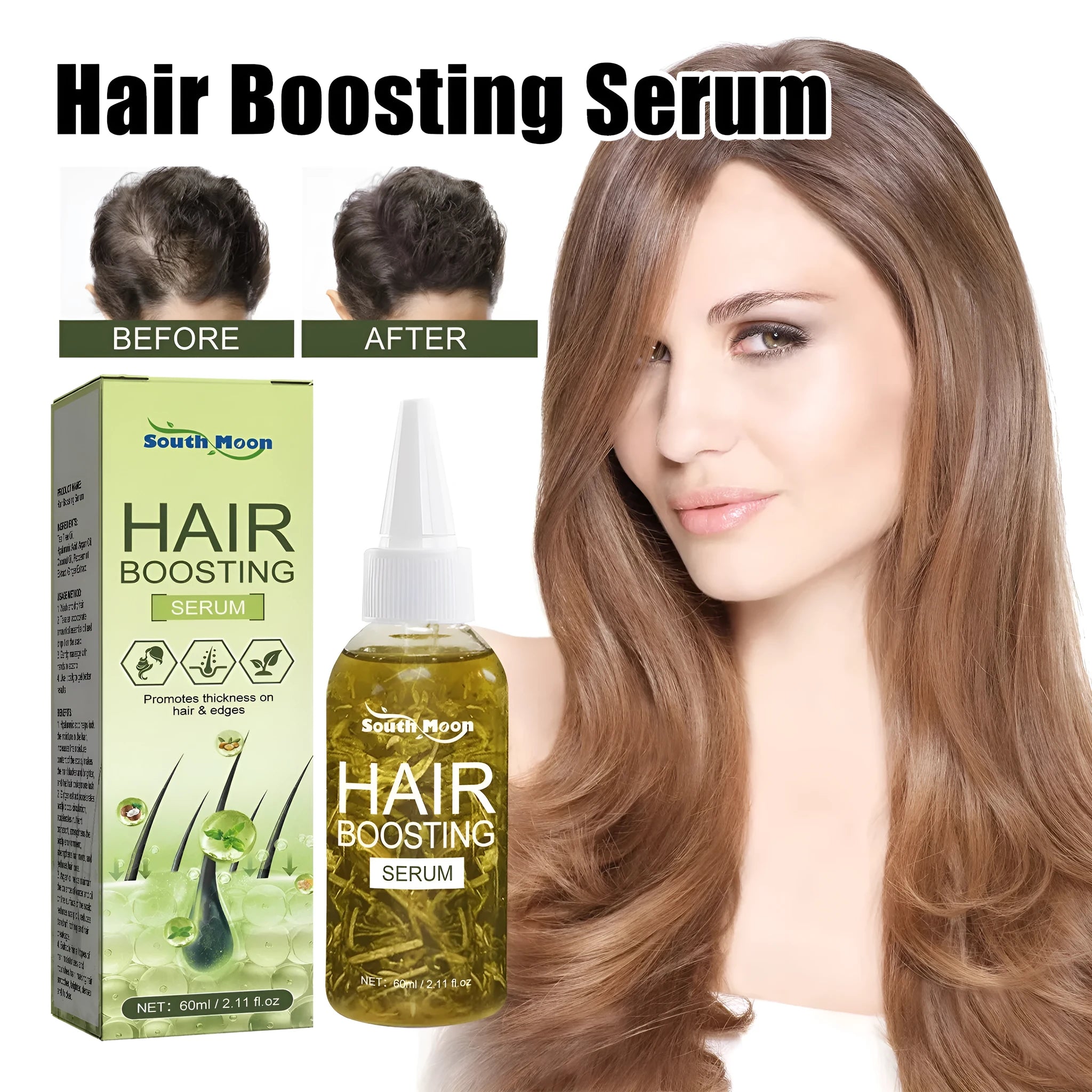 60ml bottle of anti-fall repair hair essential oil for dry, manic hair softening and moisturising treatment.