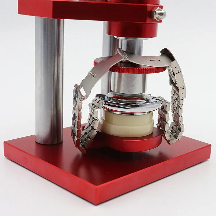 Watch repair spiral cap presser device with a set of 20 plastic moulds for watch backs.
