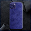 Suede full-cover iPhone case in elegant black, dark night green, or dark blue colour