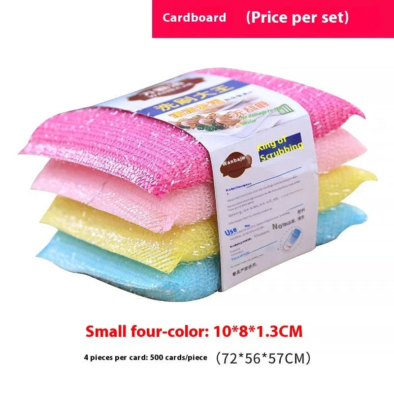 Pinstripe fabric dishwashing sponge mop with plastic handle in macaron mixed colours for kitchen cleaning