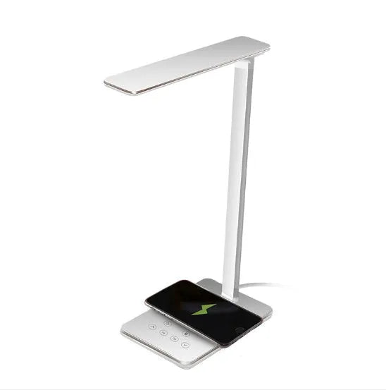 Wireless charging LED desk lamp with rotating head and USB port, Black colour