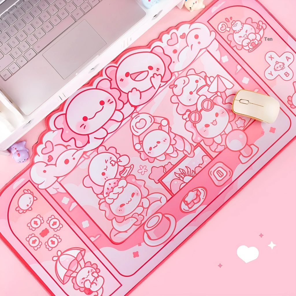 Hexagonal large mouse pad with dragon crane machine anime design, measuring 75cm by 40cm.