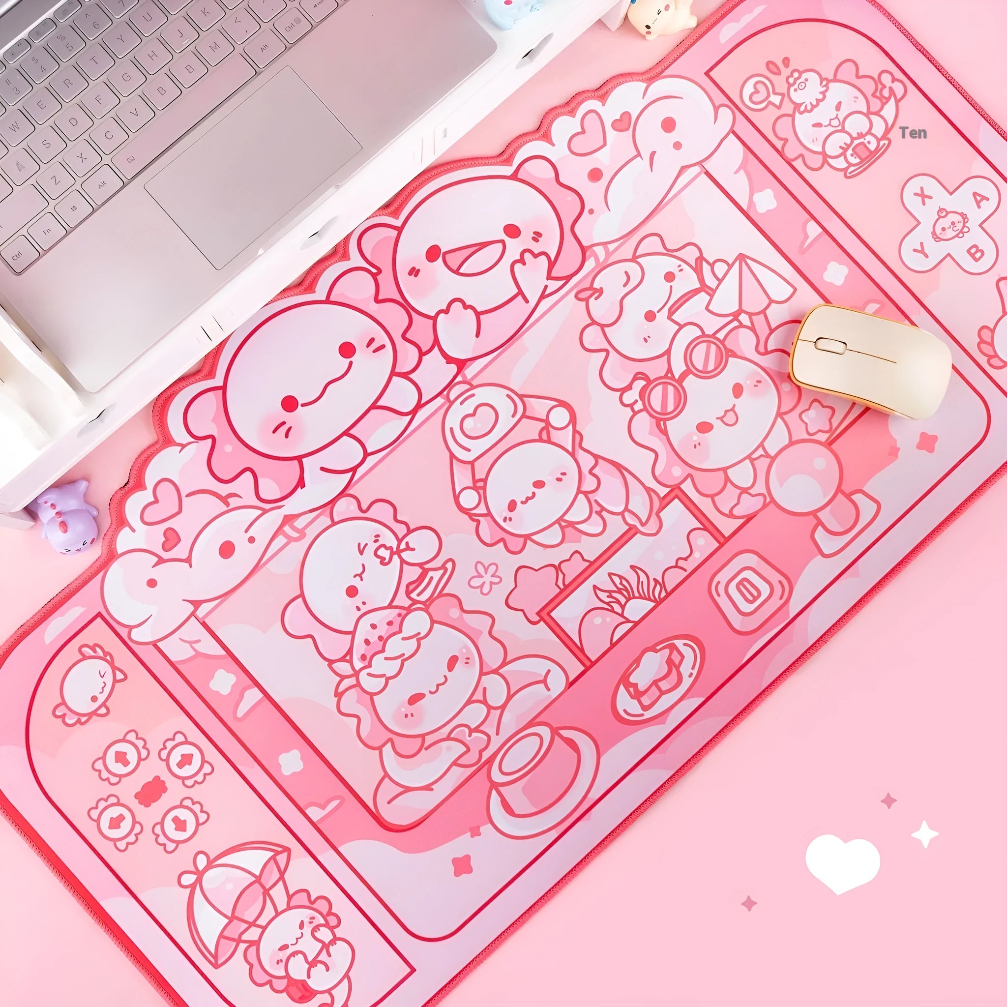 Hexagonal large mouse pad with dragon crane machine anime design, measuring 75cm by 40cm.