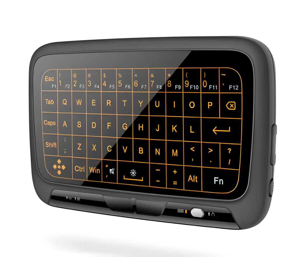 H18 mini wireless backlit keyboard with touchpad and mouse wheel in black