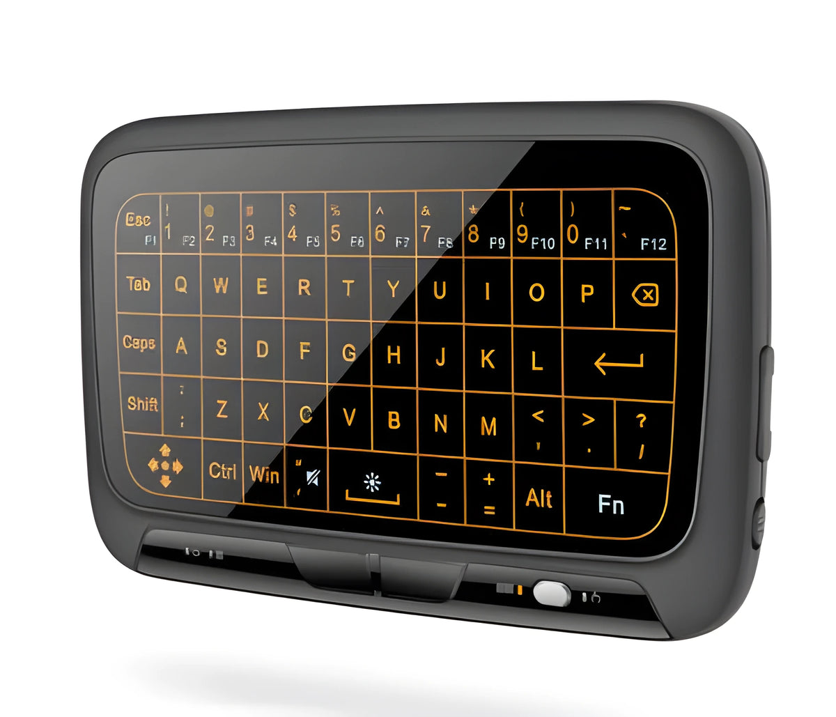 H18 mini wireless backlit keyboard with touchpad and mouse wheel in black