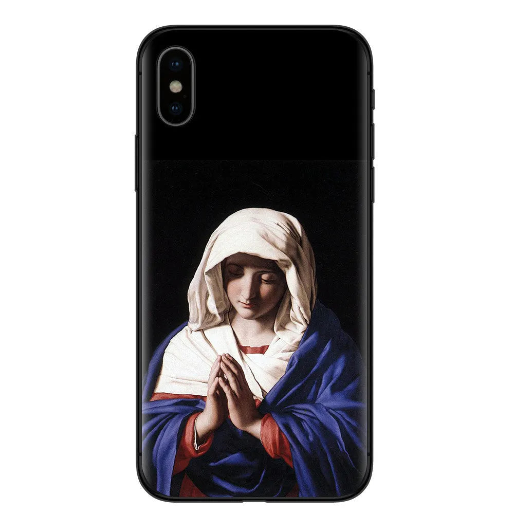 Oil painting Adam's creation TPU phone case in colour option 1 with floral and letter painted design for iPhone