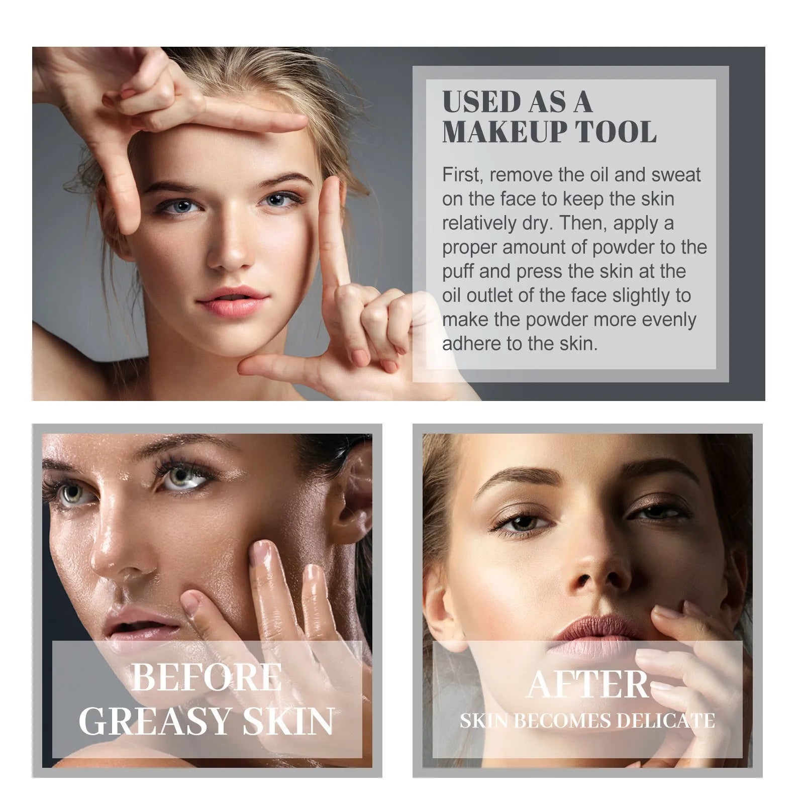 8g compact of natural finishing powder for makeup setting in classic ivory, natural beige, or pure beige.