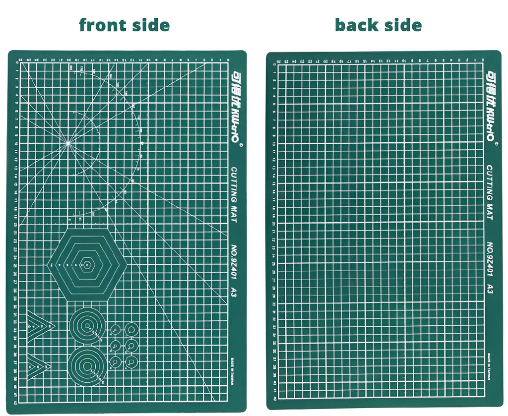 A3 double-sided self-healing cutting mat with centimetre grid lines in green, 450x300mm