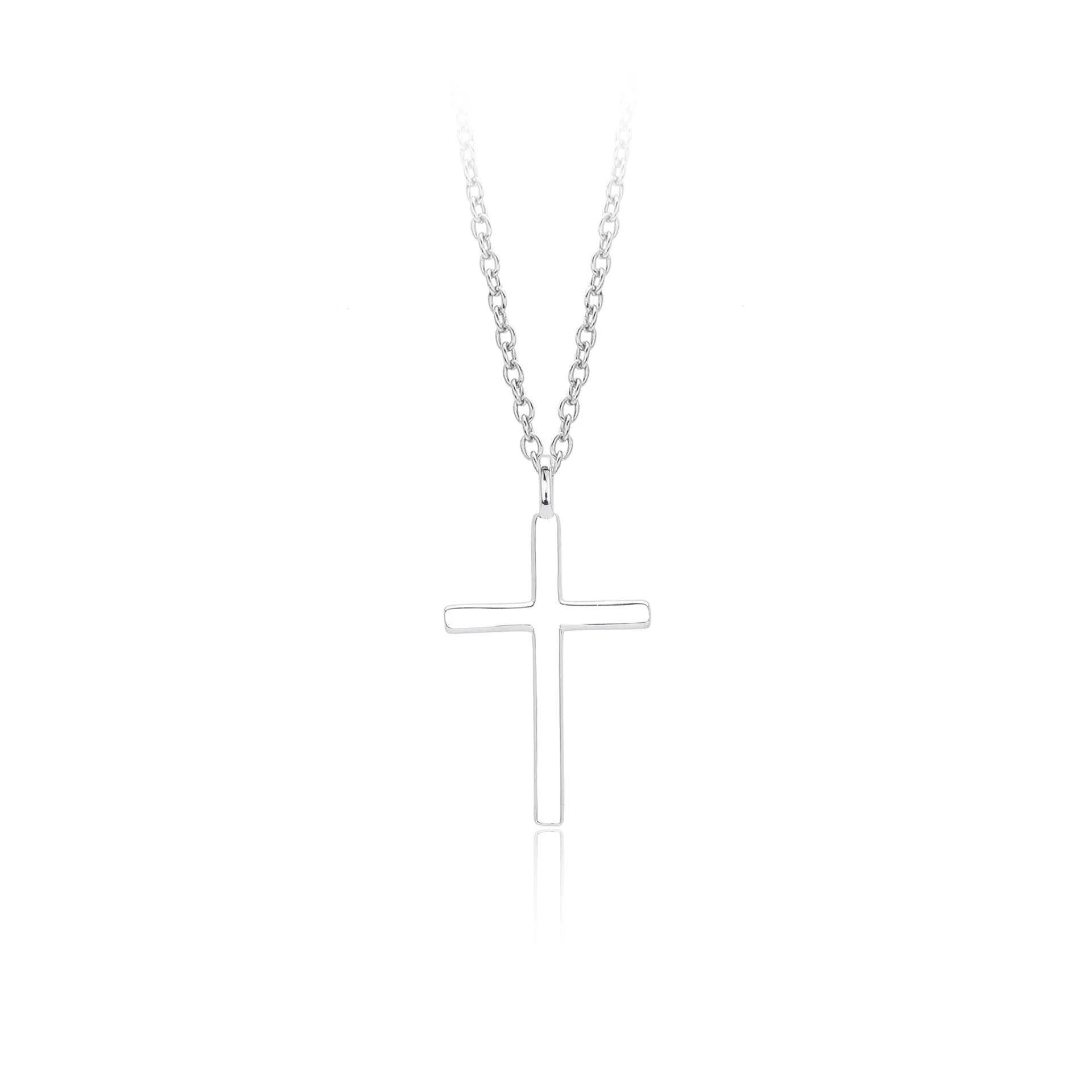 S925 sterling silver necklace with cross pendant on adjustable O-shaped chain