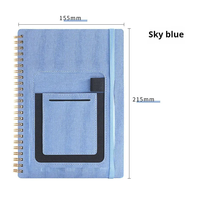 Erasable coil-bound notebook with stone paper pages showing black cover variant