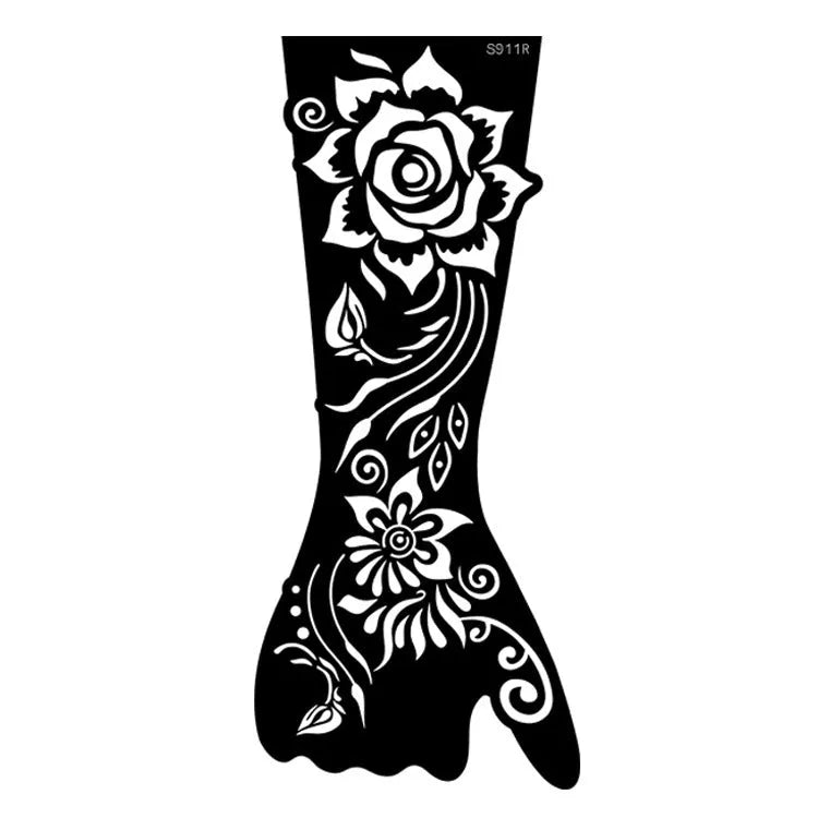 Geometric hollow template tattoo stickers showing intricate paper carving designs for stencilling