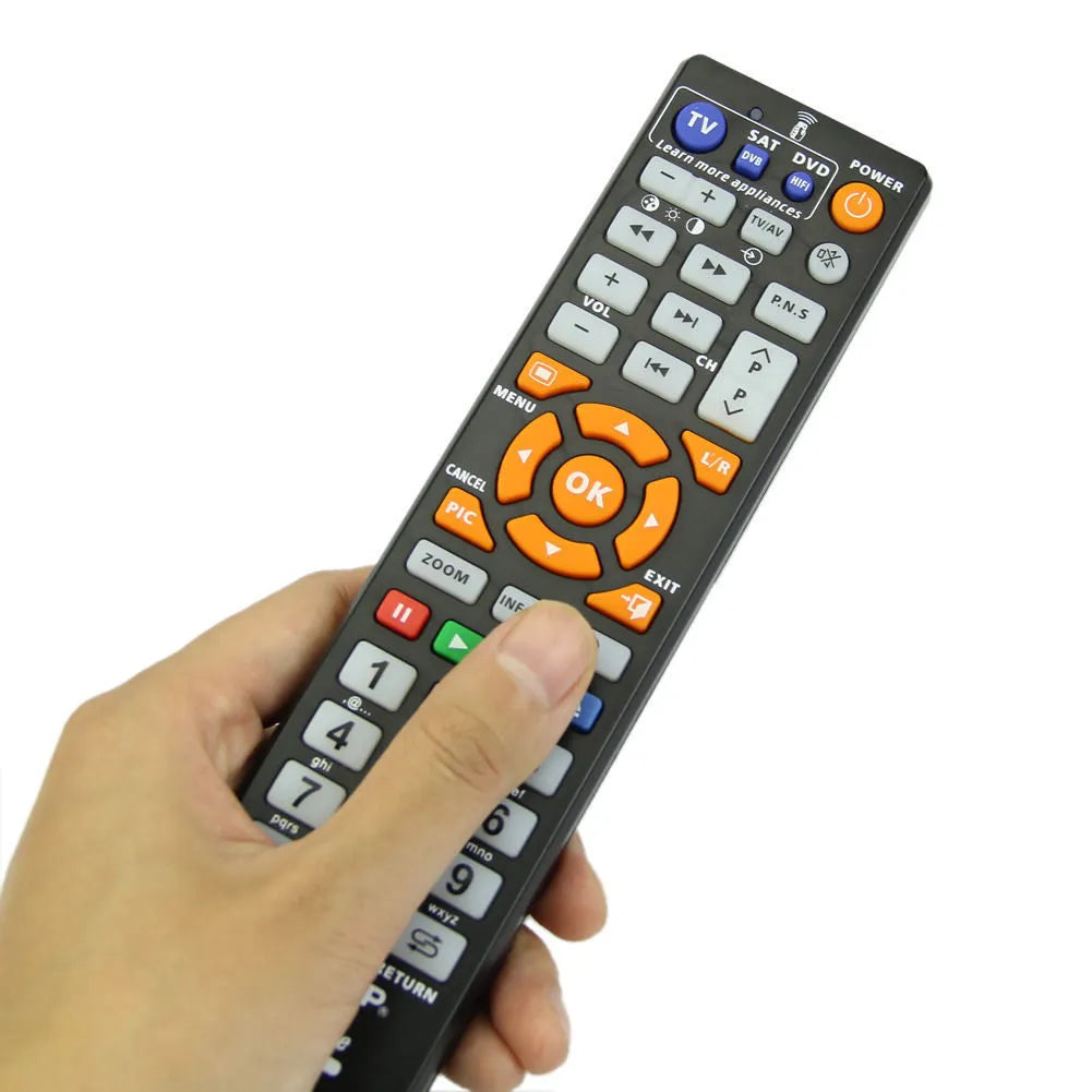 Black L336 learning remote control with full key programming and 8 metre infrared range