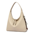Women's large capacity soft PU shoulder bag with pendant in purplish red, coffee, apricot, dark gray, light khaki or black