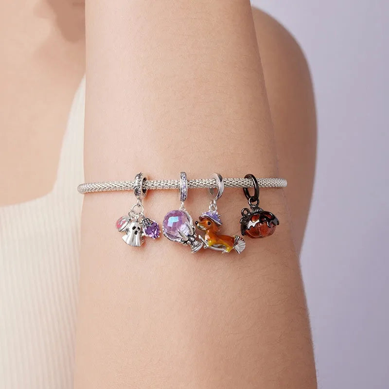925 sterling silver Halloween Magic Crystal inlay bead, 2.4 cm by 1.4 cm, 0.45 cm aperture, colour SCC3181