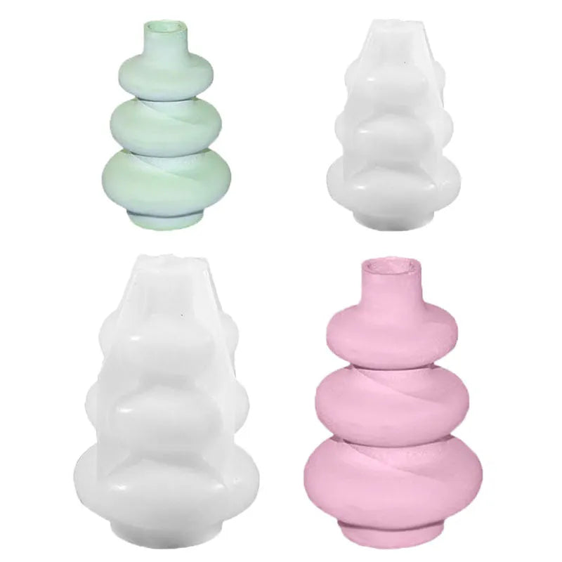 Three layer circle vase silicone baking mould with irregular shape design