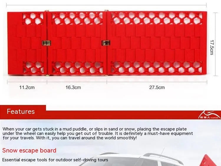 Pair of folding orange anti-slip rescue boards for car recovery
