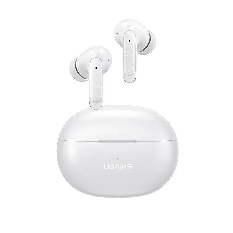 Wireless sports gaming Bluetooth headset in gradient colours showing compact design with in-ear fit