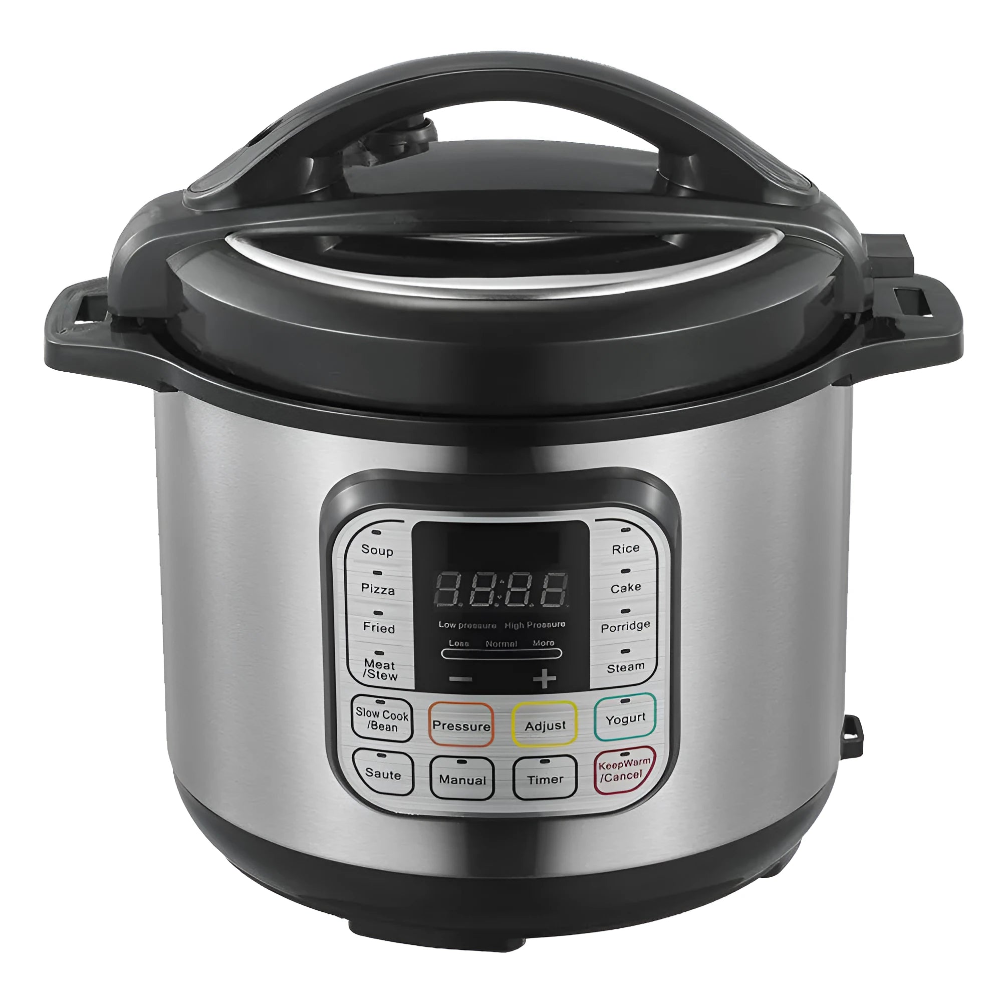Silver 6L intelligent electric pressure cooker with touch control panel and aluminium alloy lining