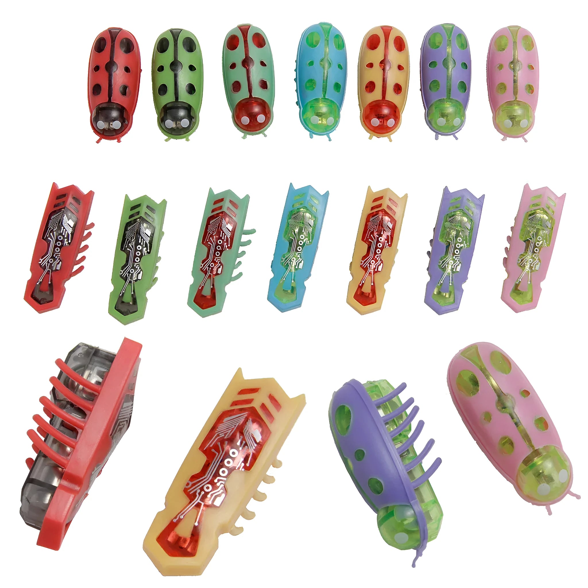 Mini electric bug cat toy with self-righting action showing 4.5cm pvc construction