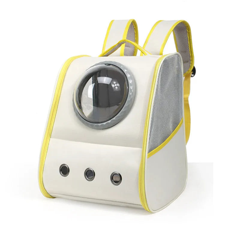 Grey large capacity breathable nylon pet backpack for cats up to 6.50kg, 33x29x42cm