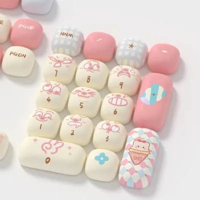 Sublimation printed cartoon pig party theme mechanical keyboard keycap set with 138-142 keys