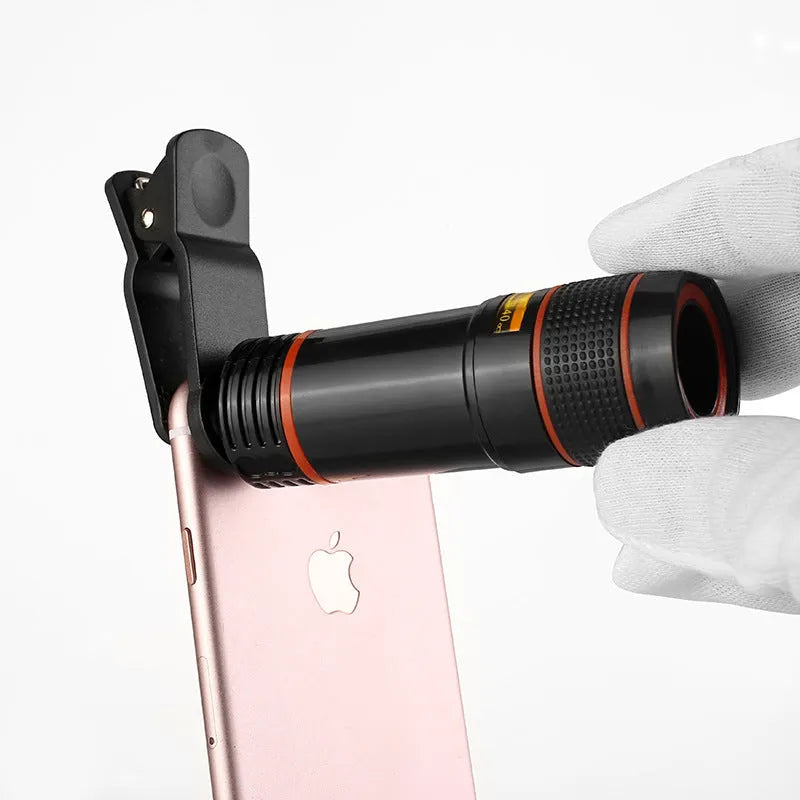 Cell phone telescope lens 20x roof prism 18mm objective 33x94mm in black or white