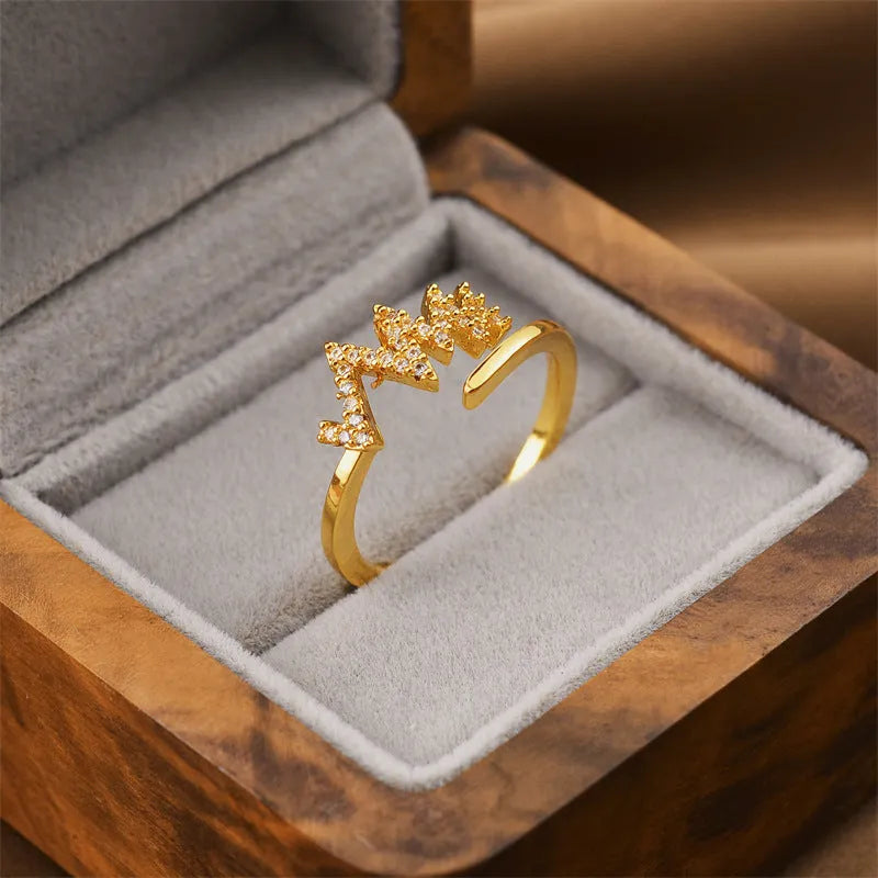 Korean fashion geometric open adjustable ring in gold electroplated copper