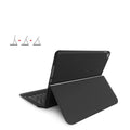 Ultra-thin wireless Bluetooth keyboard leather case for iPad Air and Pro models in black flip style