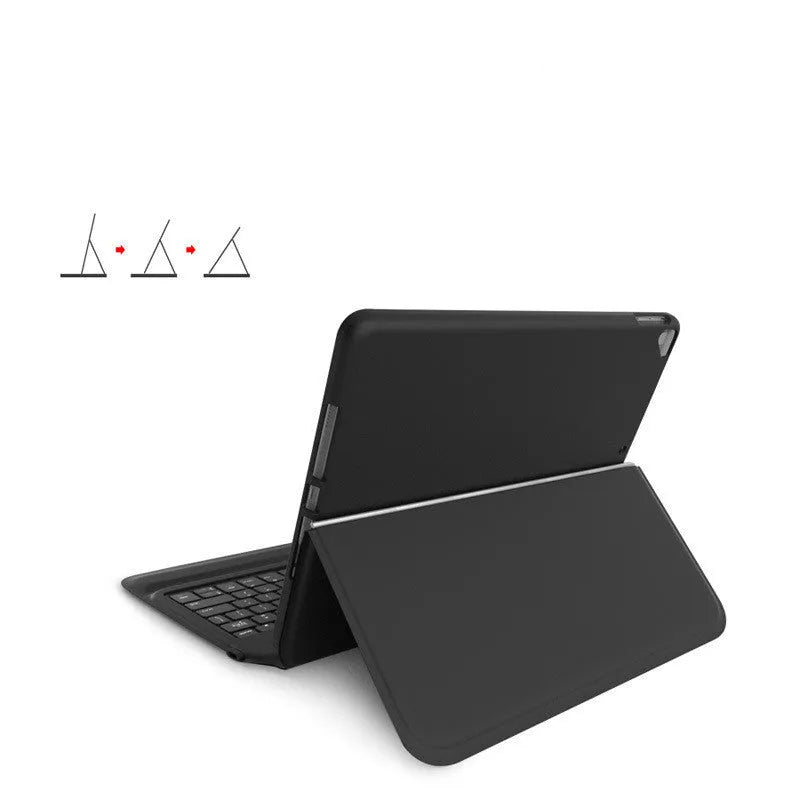Ultra-thin wireless Bluetooth keyboard leather case for iPad Air and Pro models in black flip style
