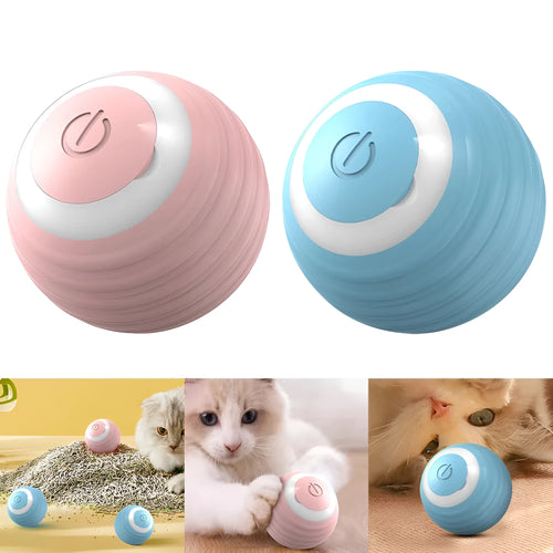 Blue automatic moving cat toy ball with rechargeable charging cable