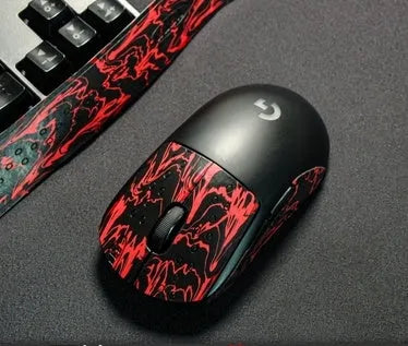 Second generation GPX mouse anti-skid stickers in black grey applied to mouse buttons