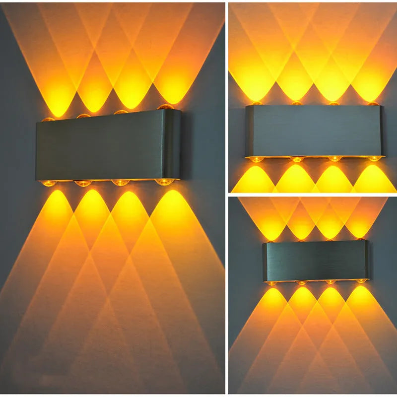 Modern aluminium LED wall lamp with compact 180x60x30mm dimensions for corridor and TV background lighting