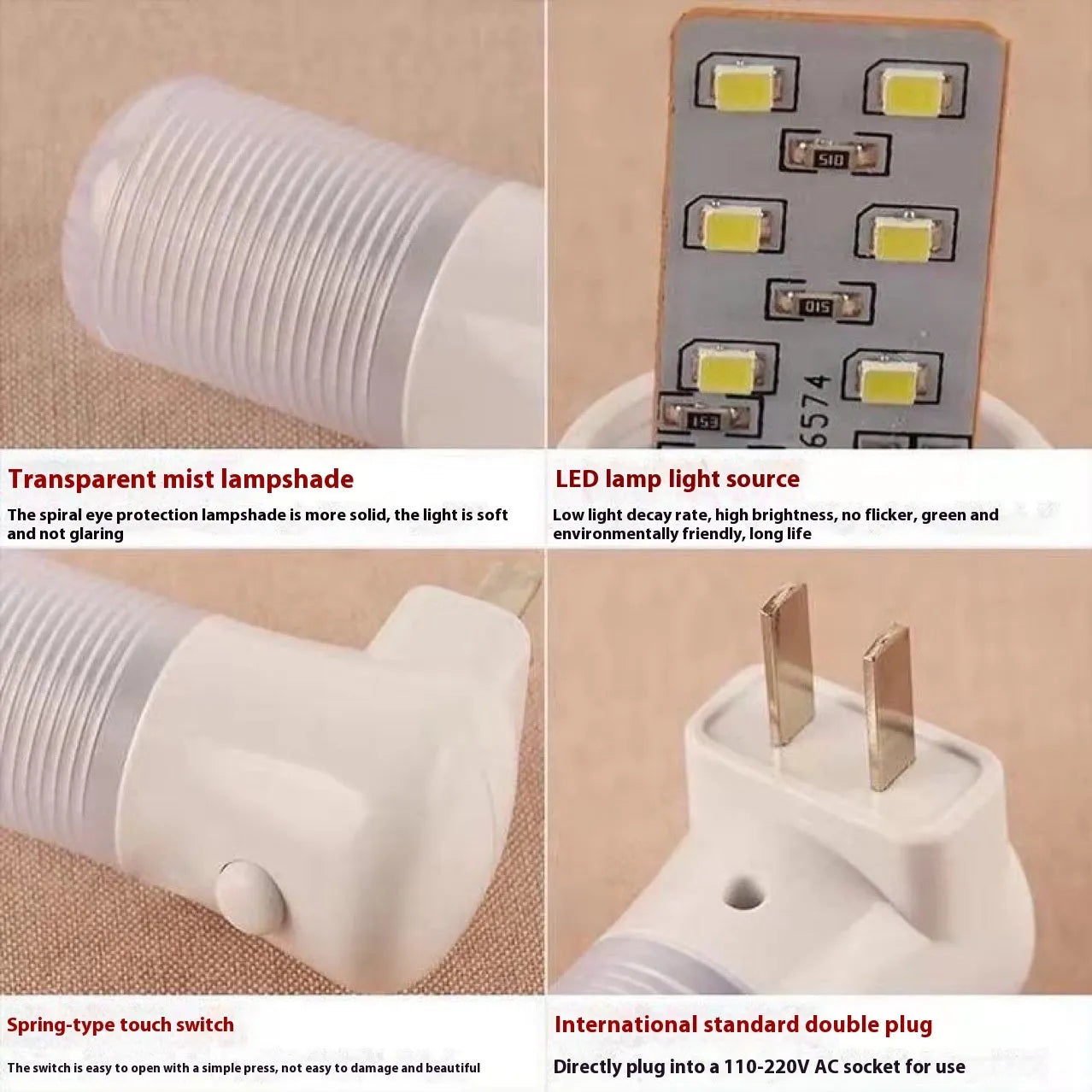 Minimalist white cube plug-in night light with US plug and selectable light colours
