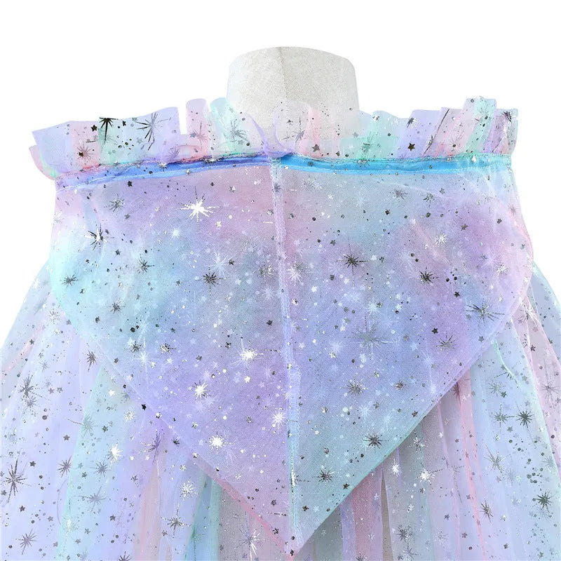 Aisha glowing cloak women's nylon lace dress 75cm free size in white light, colour light, or no light style