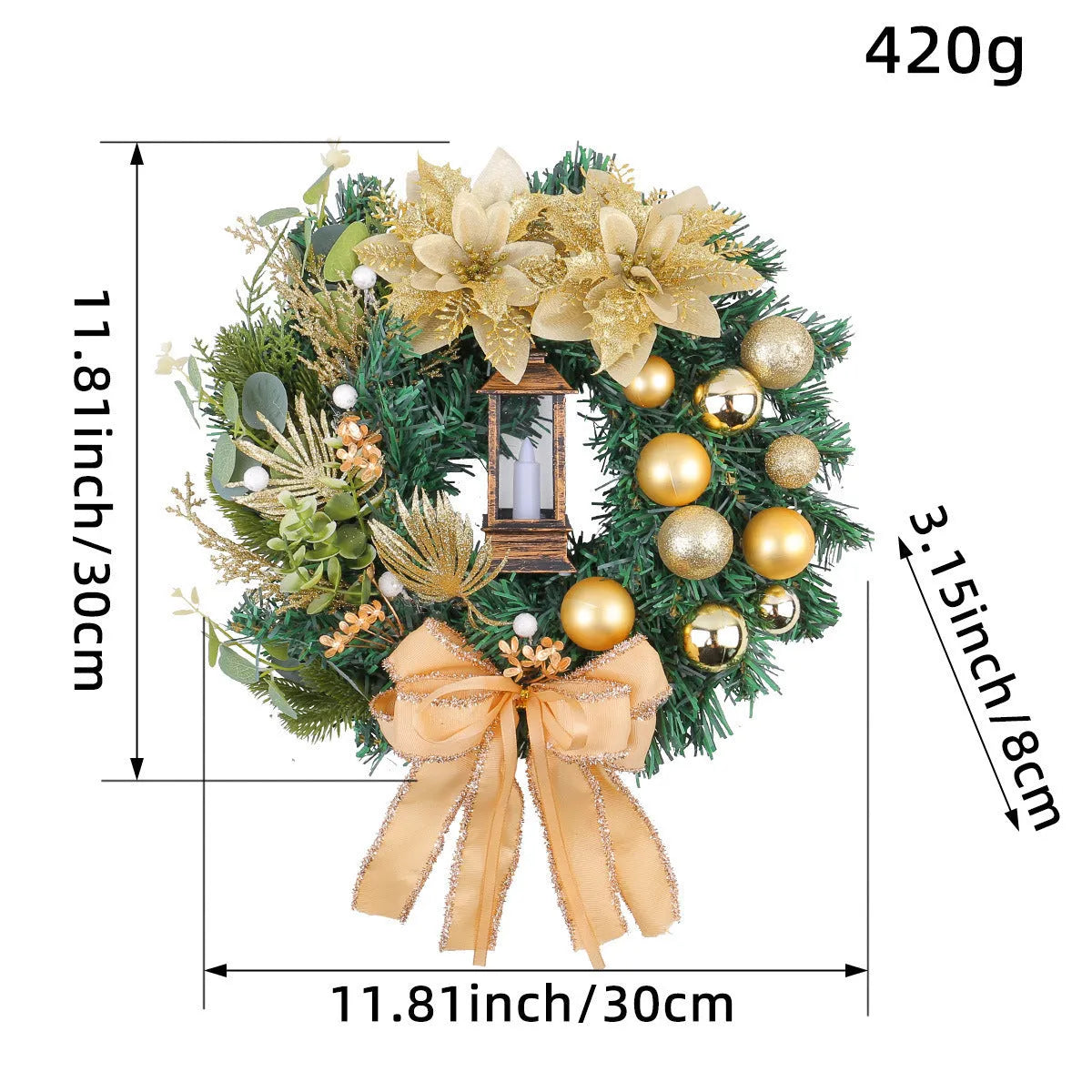 Plastic handmade holiday hanging garland in assorted wreath and light styles for festive door or wall display