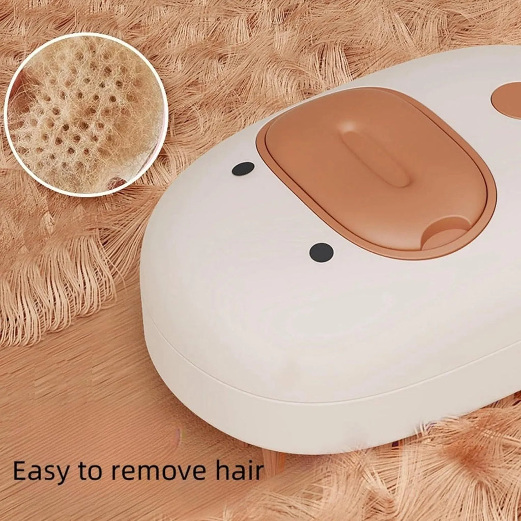 White or yellow pet steam brush with rubber comb teeth and rechargeable spray function