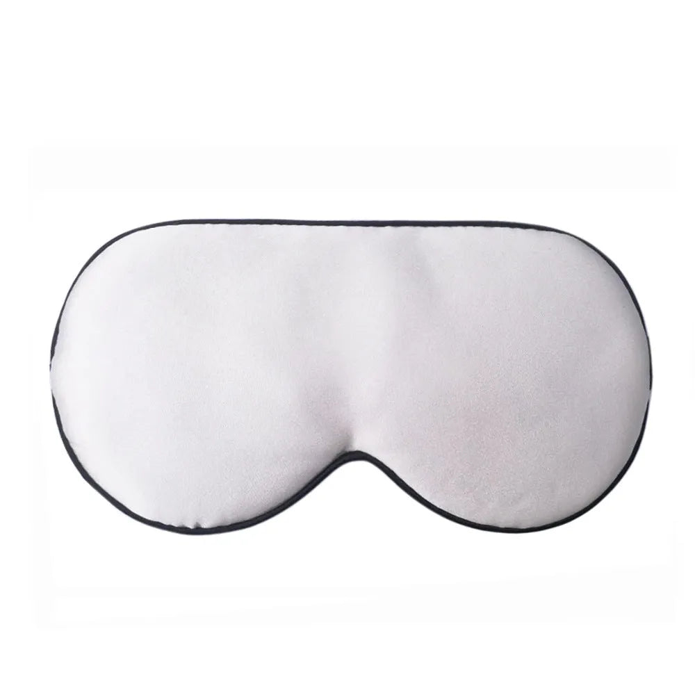 Double-sided mulberry silk eye mask in multiple colour options showing embroidered printed design